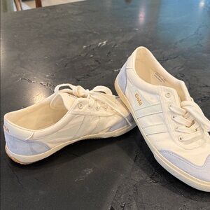 Gola Women's Cream and Light Blue Sneakers